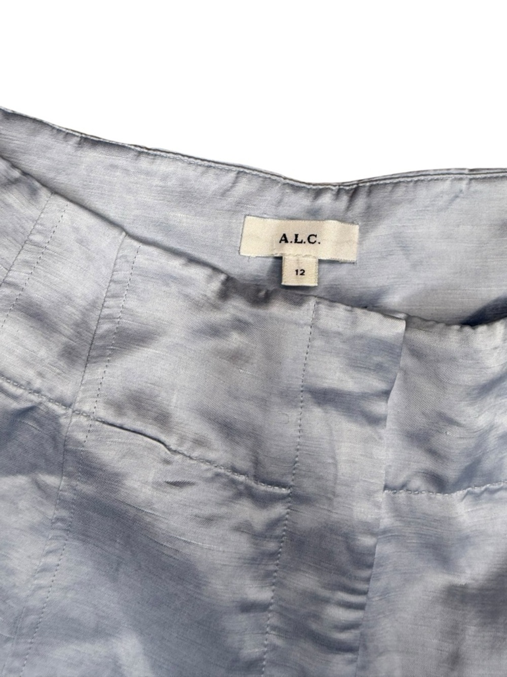 A.L.C. Pale Blue High-Waist Pleated Bermuda Shorts - Picture 3 of 6